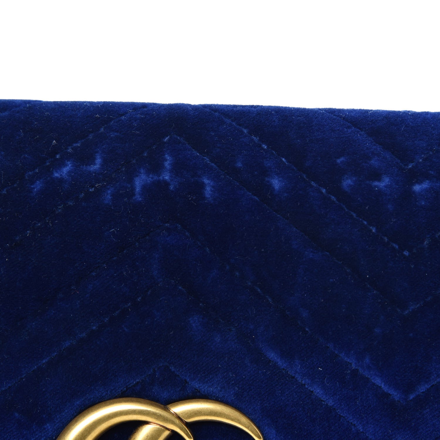 Gucci Velvet Matelasse Small GG Marmont Shoulder Bag Cobalt Blue 11 of 15