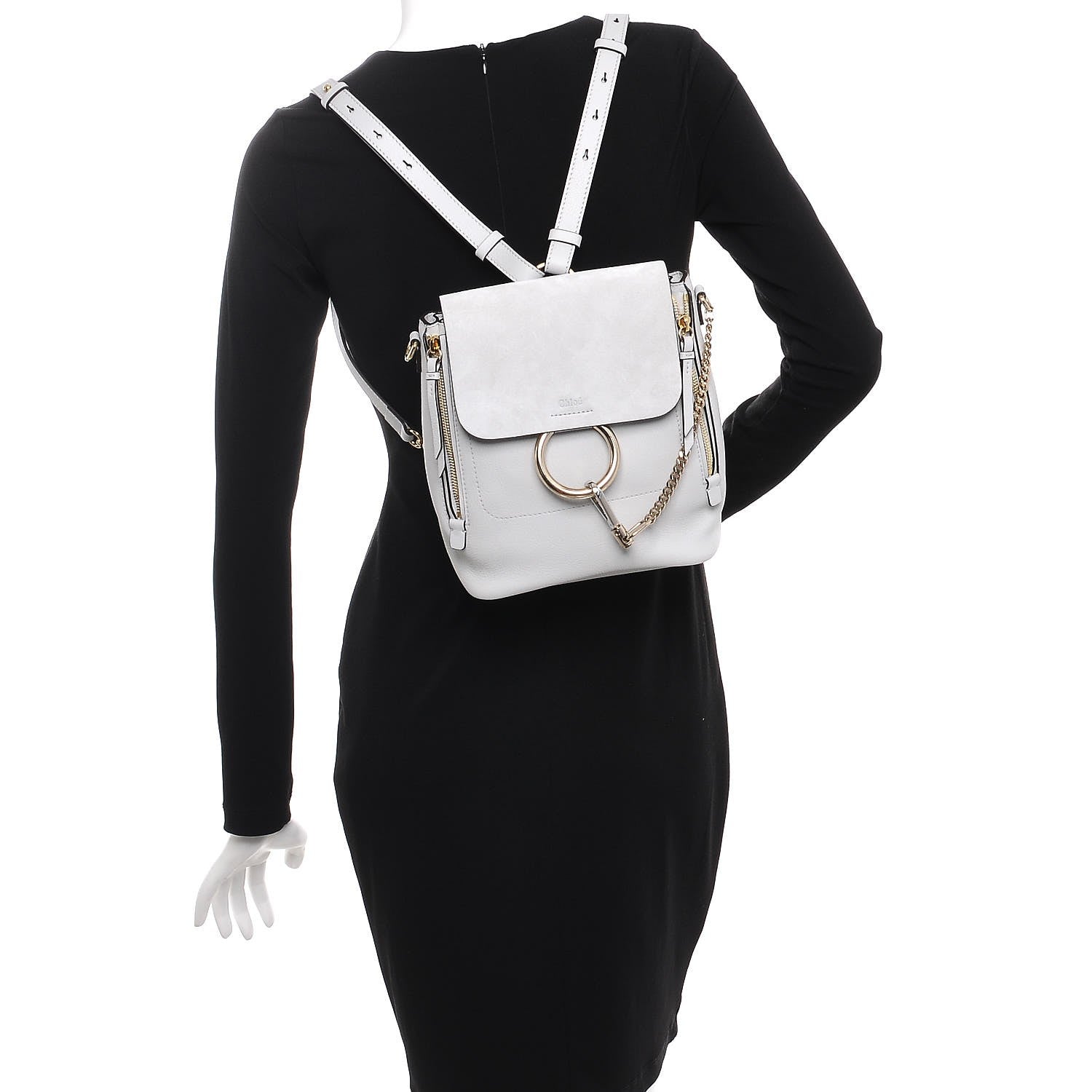 Chloe Suede Calfskin Small Faye Backpack Airy Grey 2 of 8