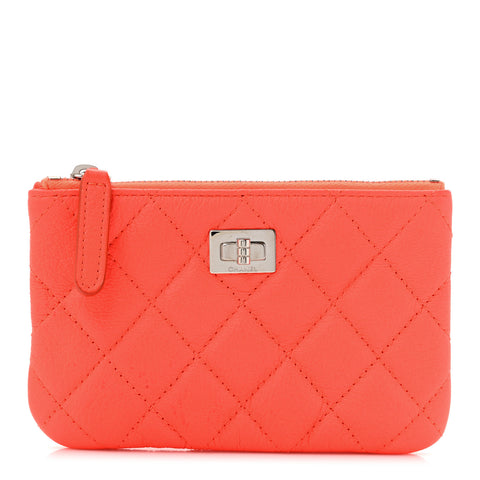Goatskin Quilted Small Reissue Cosmetic Case Orange
