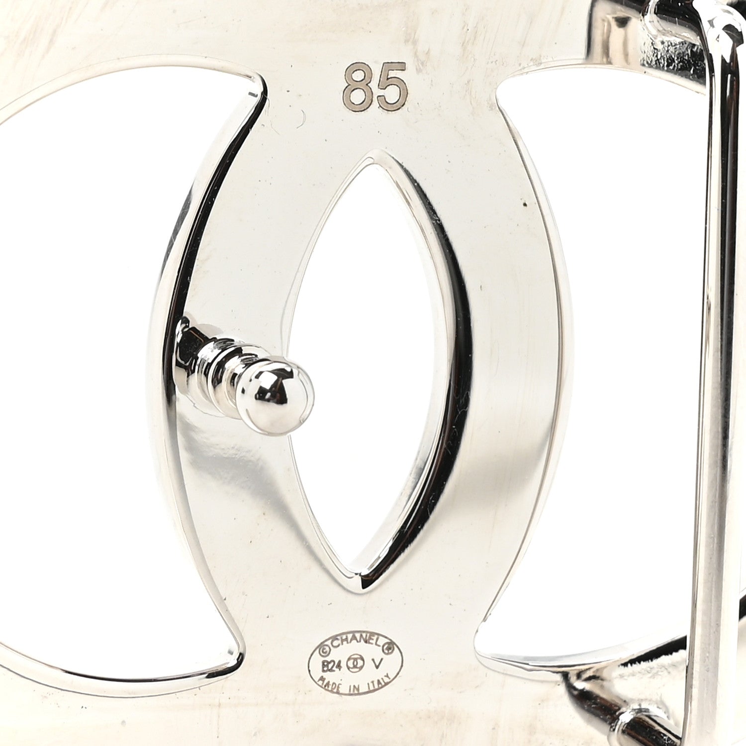 Chanel Patent Calfskin CC Reversible Belt 85 34 Black White 5 of 8