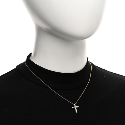 Tiffany 18K Yellow Gold Diamond Small Cross Pendant Necklace 2 of 4