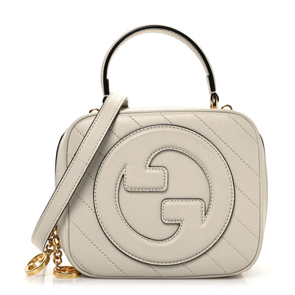 Gucci Sakai Be Green Calfskin Diagonal Stitched Blondie Top Handle Bag Mystic White 1 of 10