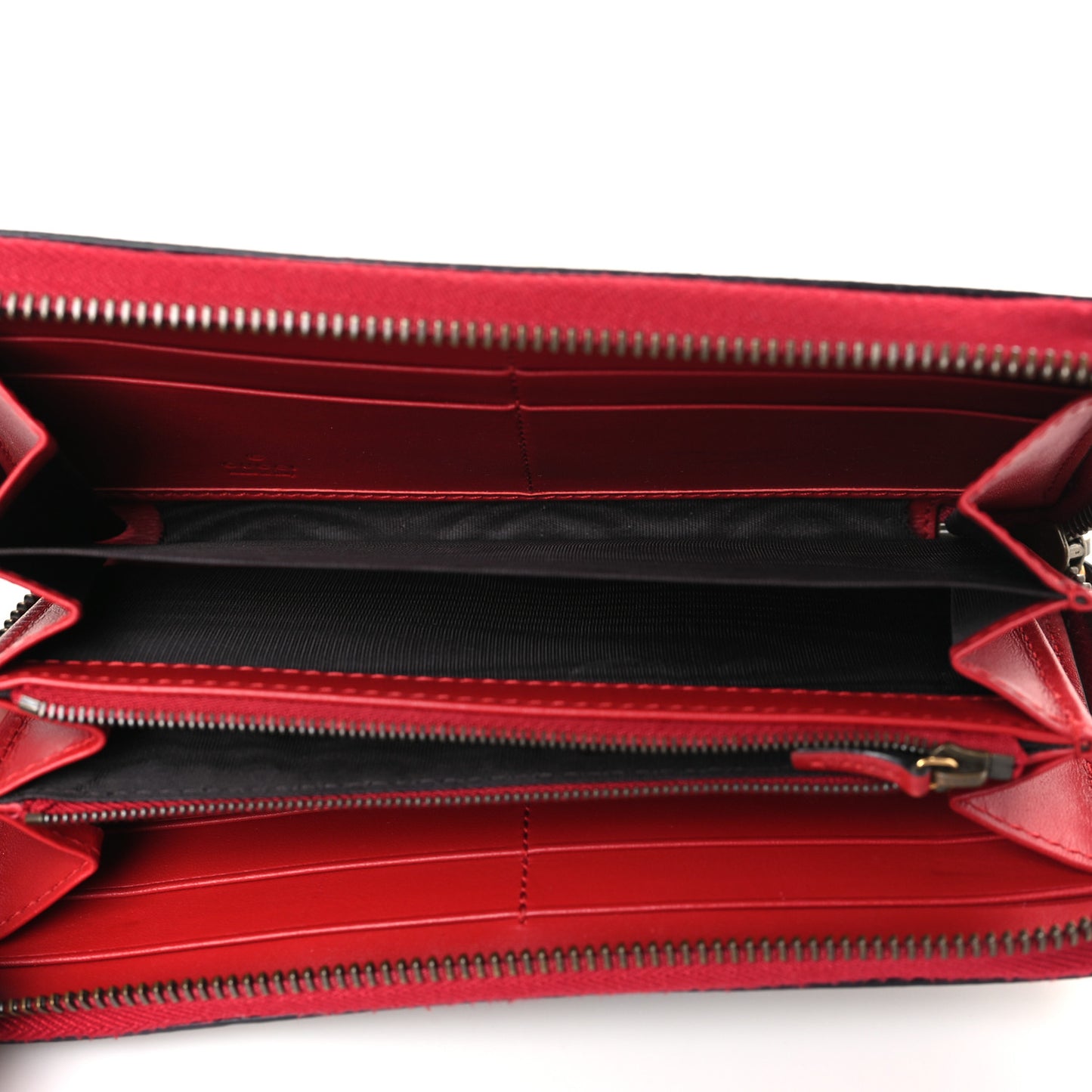 GG Supreme Monogram Cherries Zip Around Wallet Hibiscus Red