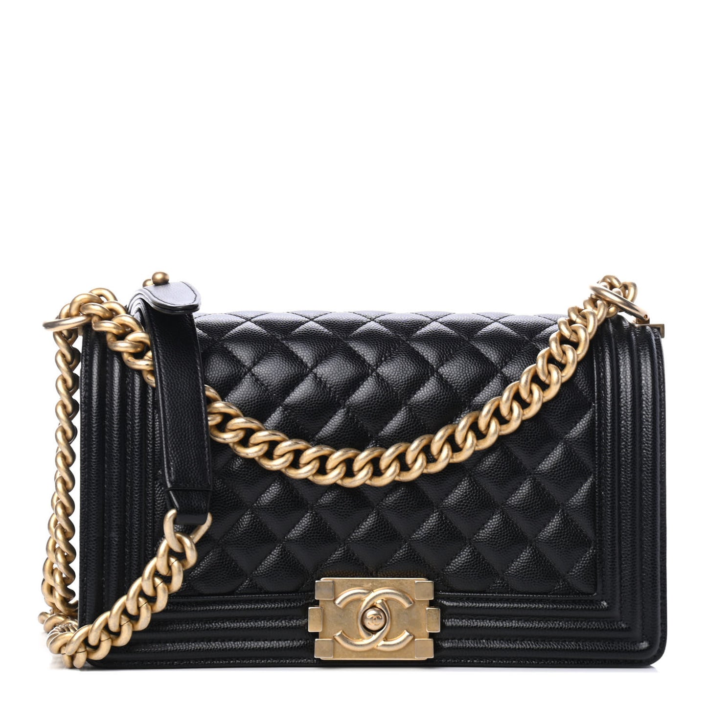 Caviar Quilted Medium Boy Flap Black