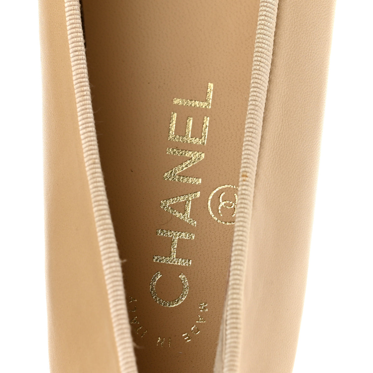 Lambskin Cap Toe CC Ballerina Flats 37 Beige Black