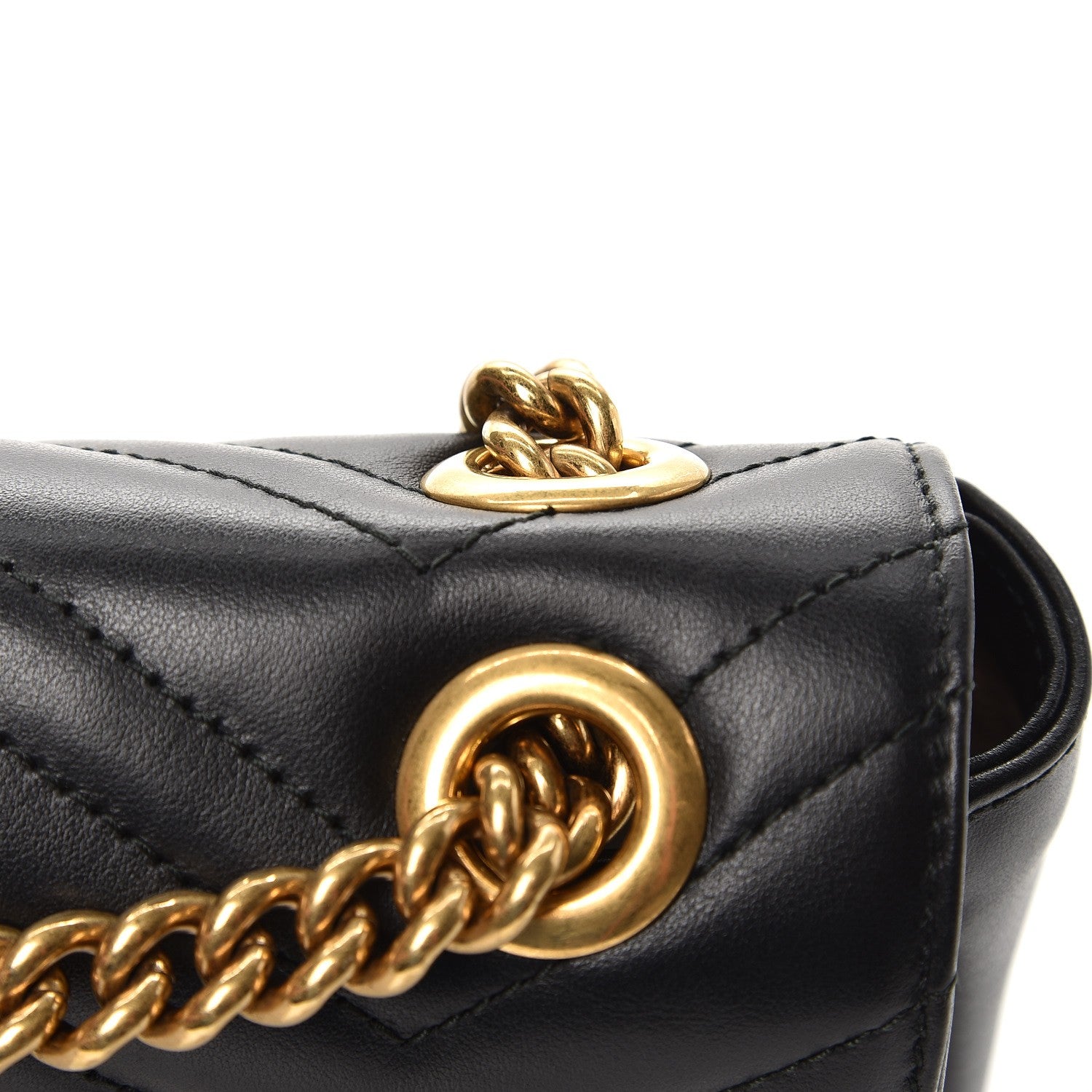 Gucci Calfskin Matelasse Mini GG Marmont Shoulder Bag Black 8 of 9
