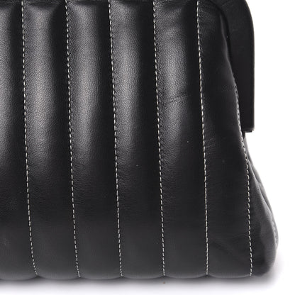 Chanel Lambskin Vertical Quilted Mademoiselle Clutch Black 11 of 13