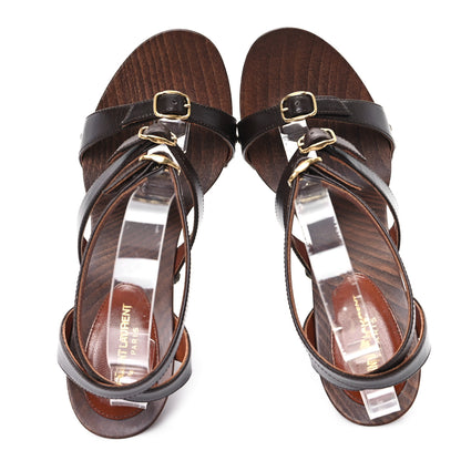 Saint Laurent Calfskin Joan 100 Sandals 38 Brown 2 of 9