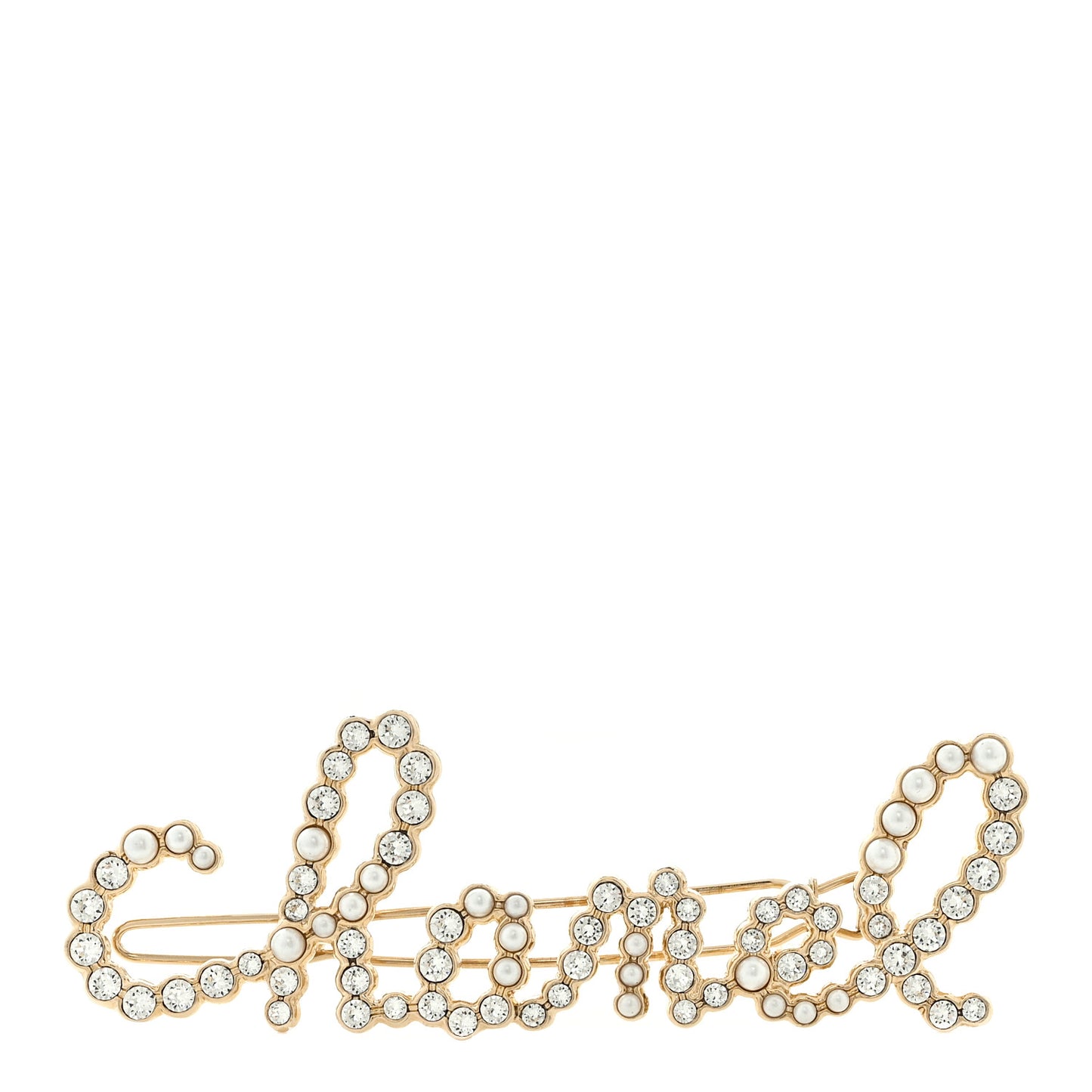 Metal Glass Swirling Pearls Hair Clip Gold