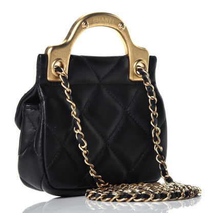 Chanel Calfskin Quilted Lady Handle Flap Card Holder With Chain Black 3 of 11