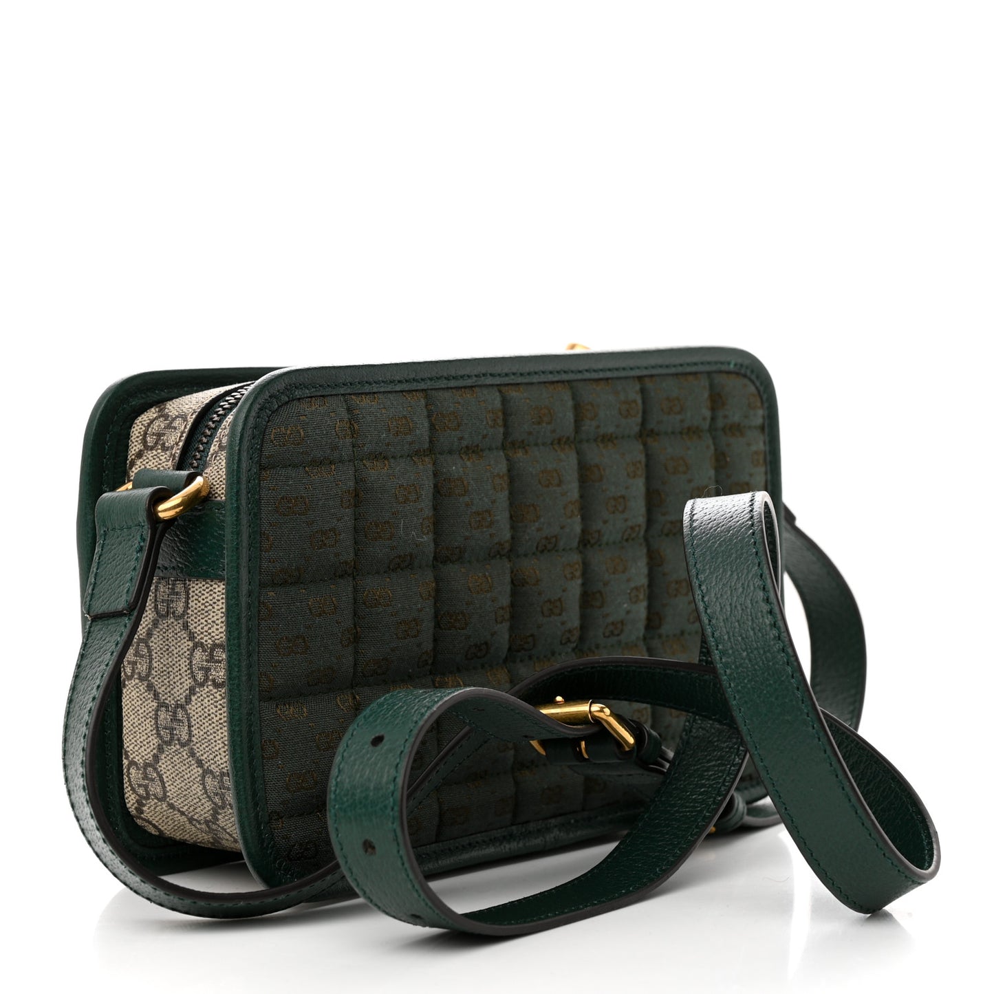 Monogram GG Mignon Textured Dollar Calfskin GG Supreme Monogram Quilted Mini GG Shoulder Bag Green Beige Ebony