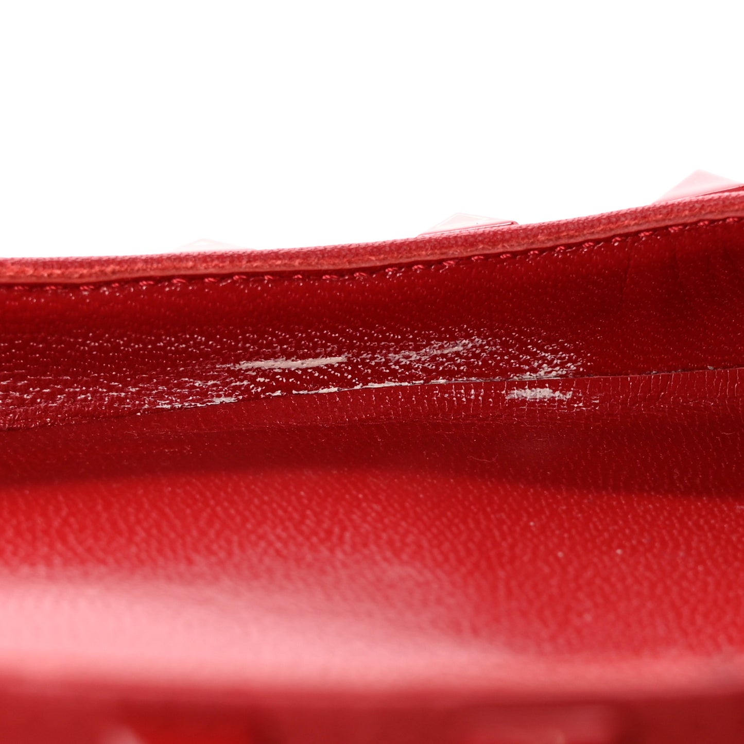 Calfskin Lacquered Monochrome Rockstud Ballerina Flats 37.5 Rosso Valentino