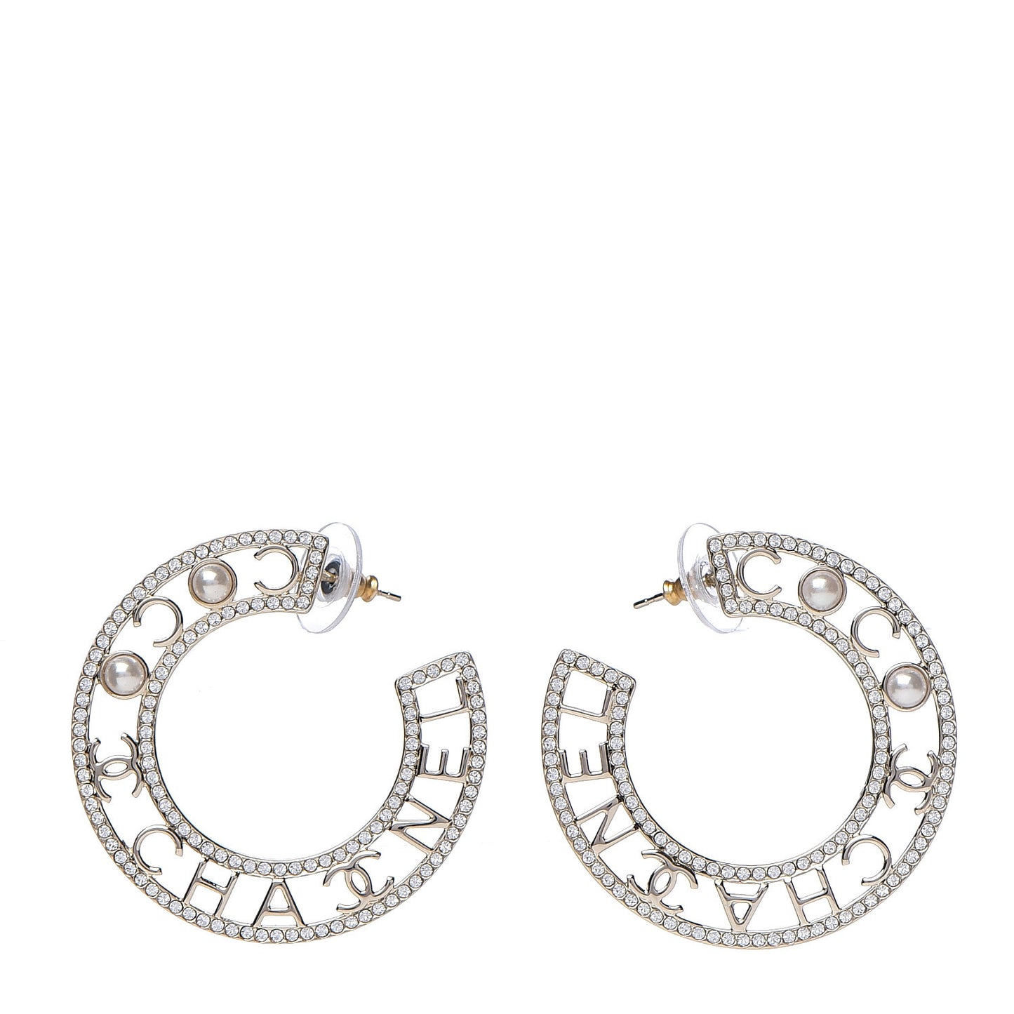 Crystal Pearl Bow-tiful CC Hoop Earrings Gold