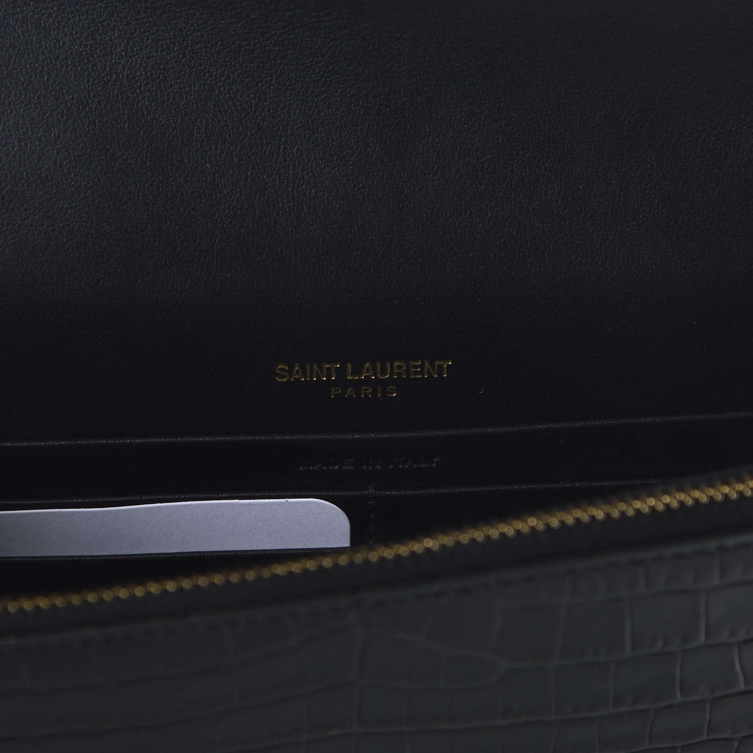 Saint Laurent Calfskin Crocodile Embossed Kate Monogram Tassel Chain Wallet Black 8 of 10