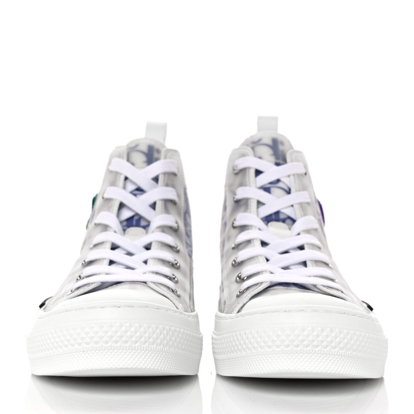 X KENNY SCARF Technical Canvas Oblique Patch Mens B23 High Top Sneakers 37 White Blue