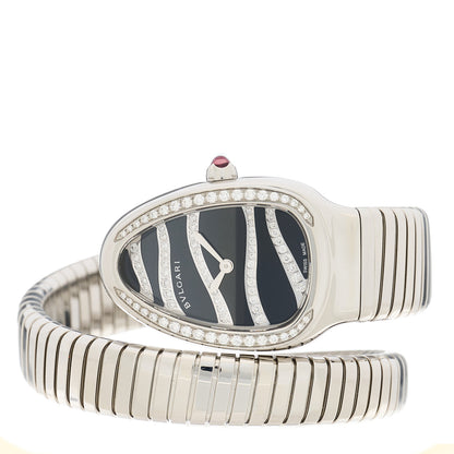 Bulgari Stainless Steel Diamond Bezel 35mm Serpenti Tubogas Quartz Watch Black 2 of 4