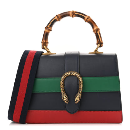 Gucci Moon Calfskin Bamboo Web Medium Dionysus Top Handle Bag Blue Emerald Hibiscus Red 1 of 11