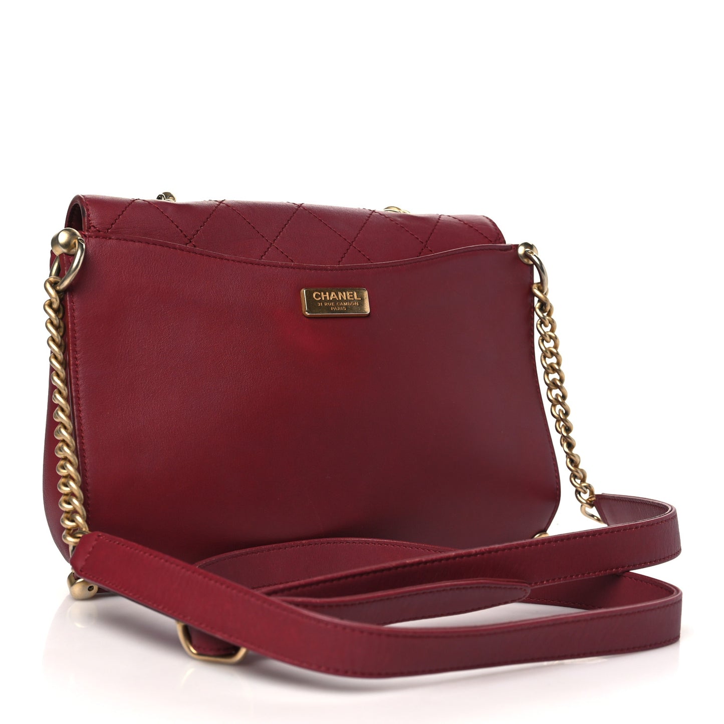 Calfskin Stitched Flap Red