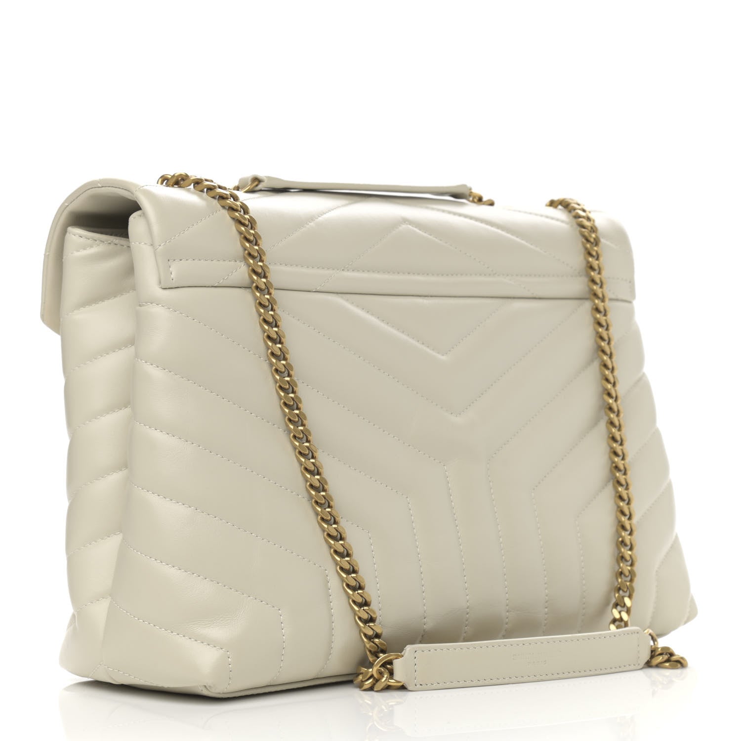 Saint Laurent Calfskin Y Quilted Monogram Medium Loulou Chain Satchel Crema Soft 3 of 13