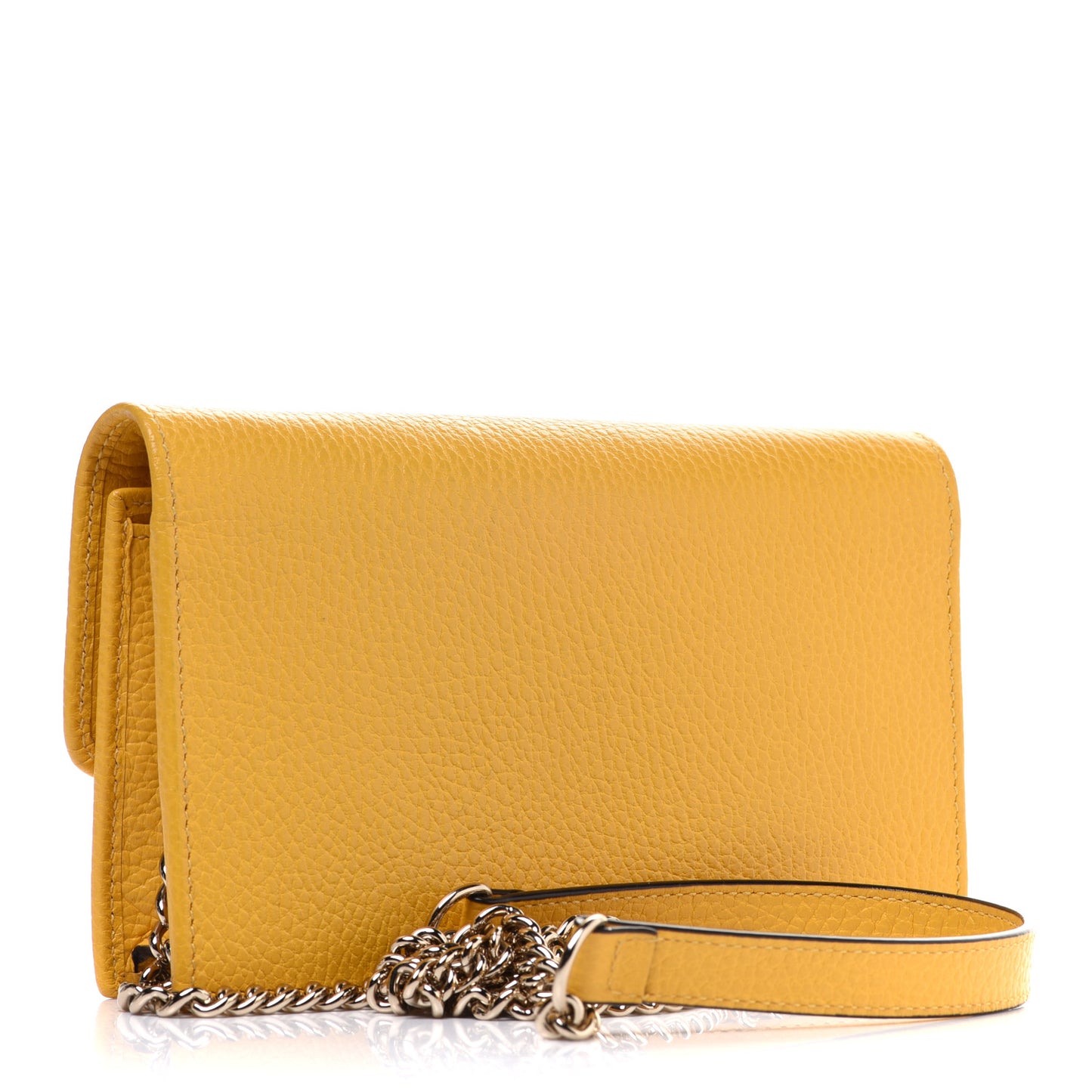 Dollar Calfskin Interlocking G Chain Wallet New Buttercup