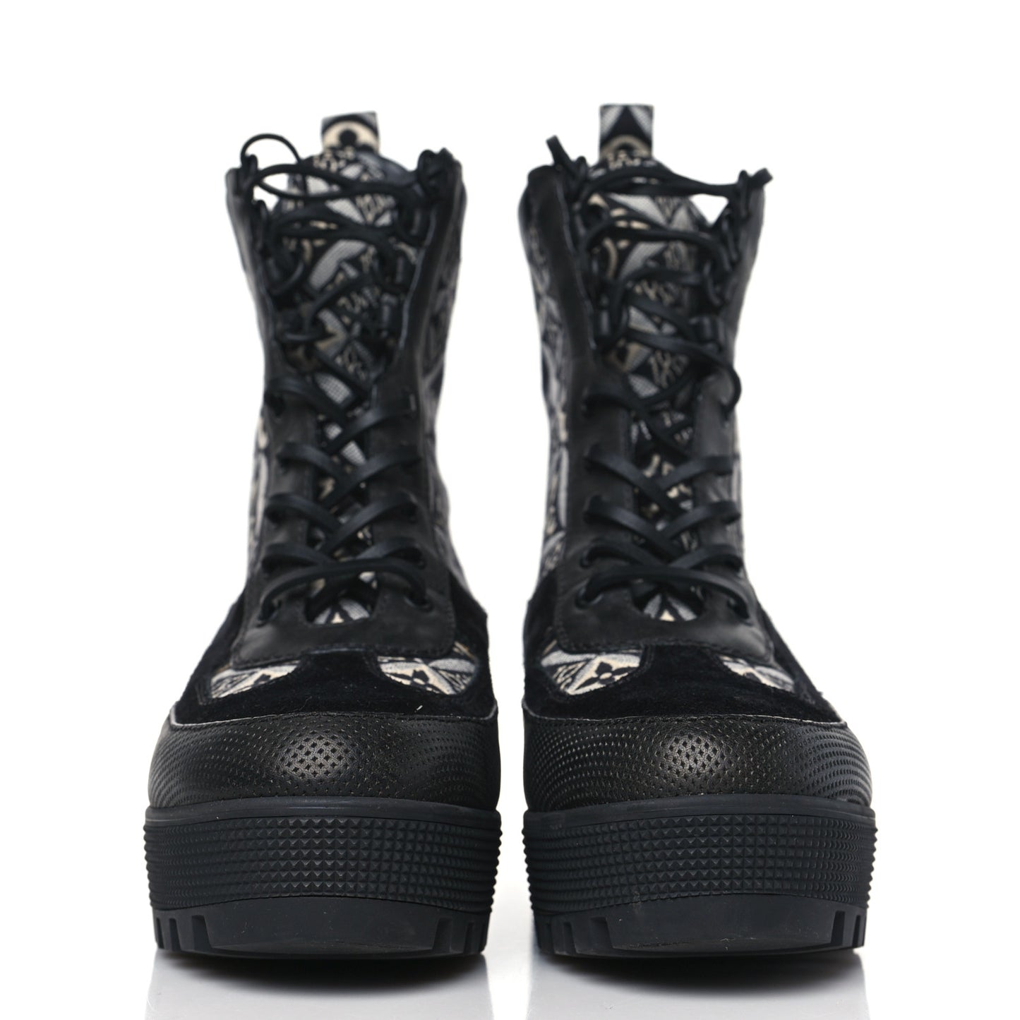 Suede Calfskin Jacquard Since 1854 Laureate Platform Desert Boots 40 Black