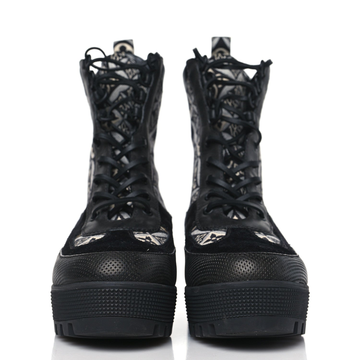 Louis Vuitton Suede Calfskin Jacquard Since 1854 Laureate Platform Desert Boots 40 Black 2 of 7