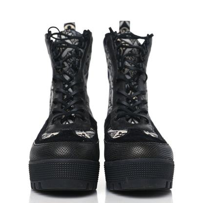 Louis Vuitton Suede Calfskin Jacquard Since 1854 Laureate Platform Desert Boots 40 Black 2 of 7