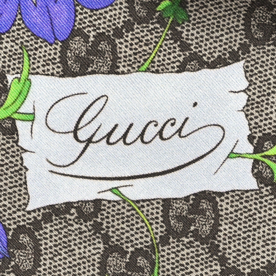 Silk Twill GG Monogram Flora Fluo GG Square Scarf  Beige Pink