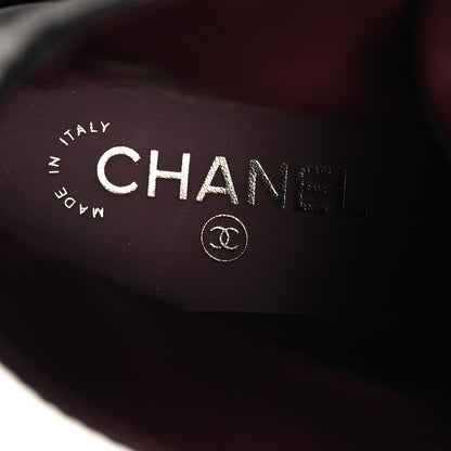 Chanel Crackled Calfskin Velvet Pearl Combat Short Boots 36 Black 9 of 9
