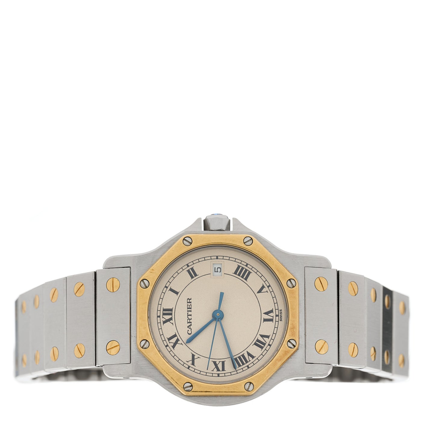 Stainless Steel 18K Yellow Gold 29mm Santos Octagon Quartz Watch