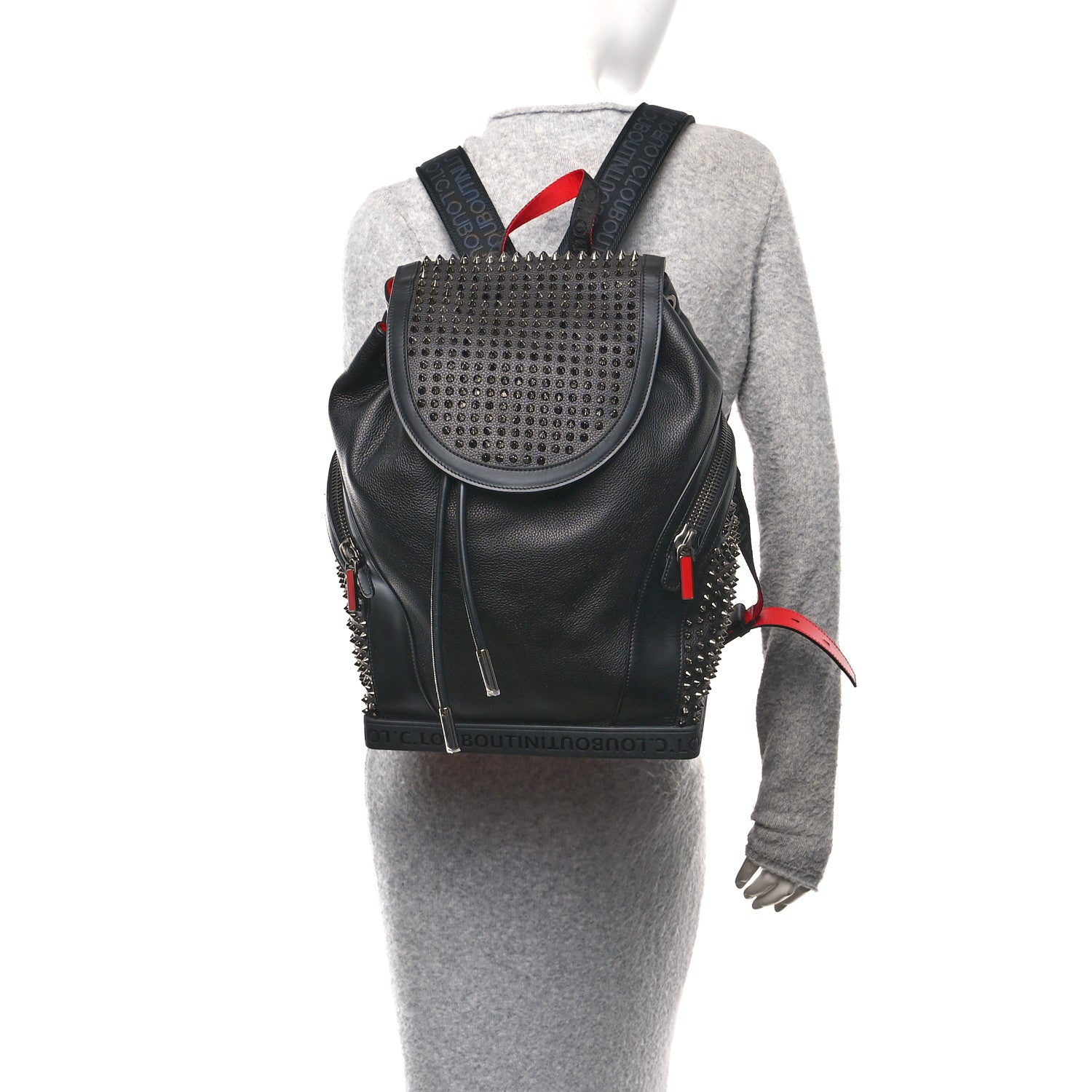 Christian Louboutin Calfskin Spiked Explorafunk Backpack Black 2 of 9