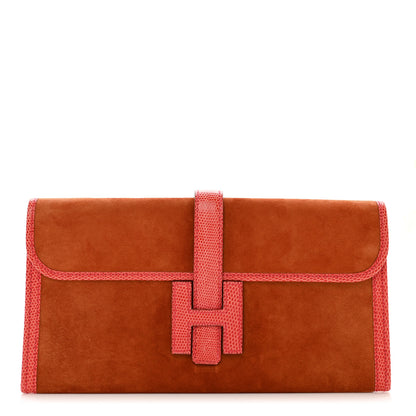 Hermes Veau Doblis Lizard Jige Elan 29 Clutch Orange Sanguine 1 of 7