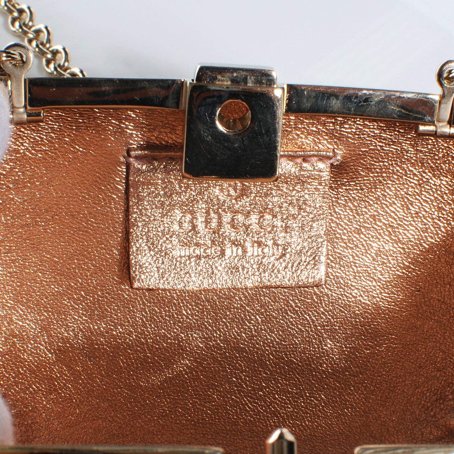 Metal Guccissima Dragonfly Minaudiere Clutch Gold