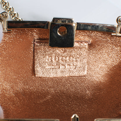 Gucci Metal Guccissima Dragonfly Minaudiere Clutch Gold 8 of 11
