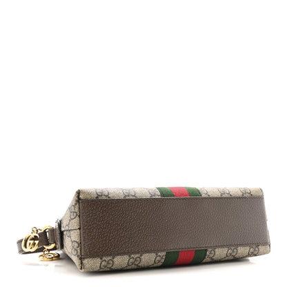 Gucci GG Supreme Monogram Textured Dollar Calfskin Web Small Ophidia Dome Shoulder Bag Beige Ebony New Acero 4 of 12
