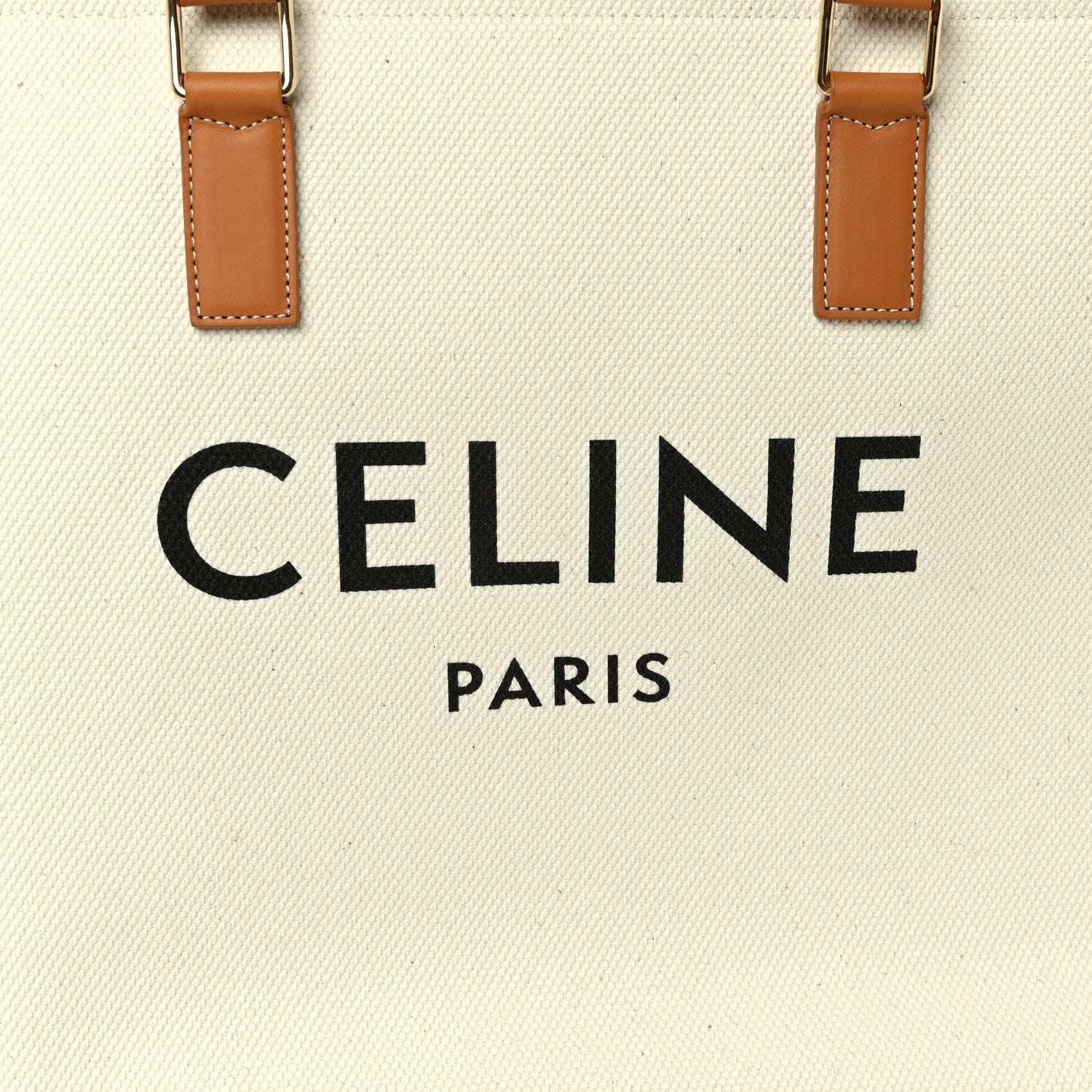 Celine Canvas Calfskin Horizontal Cabas Natural Tan 6 of 9