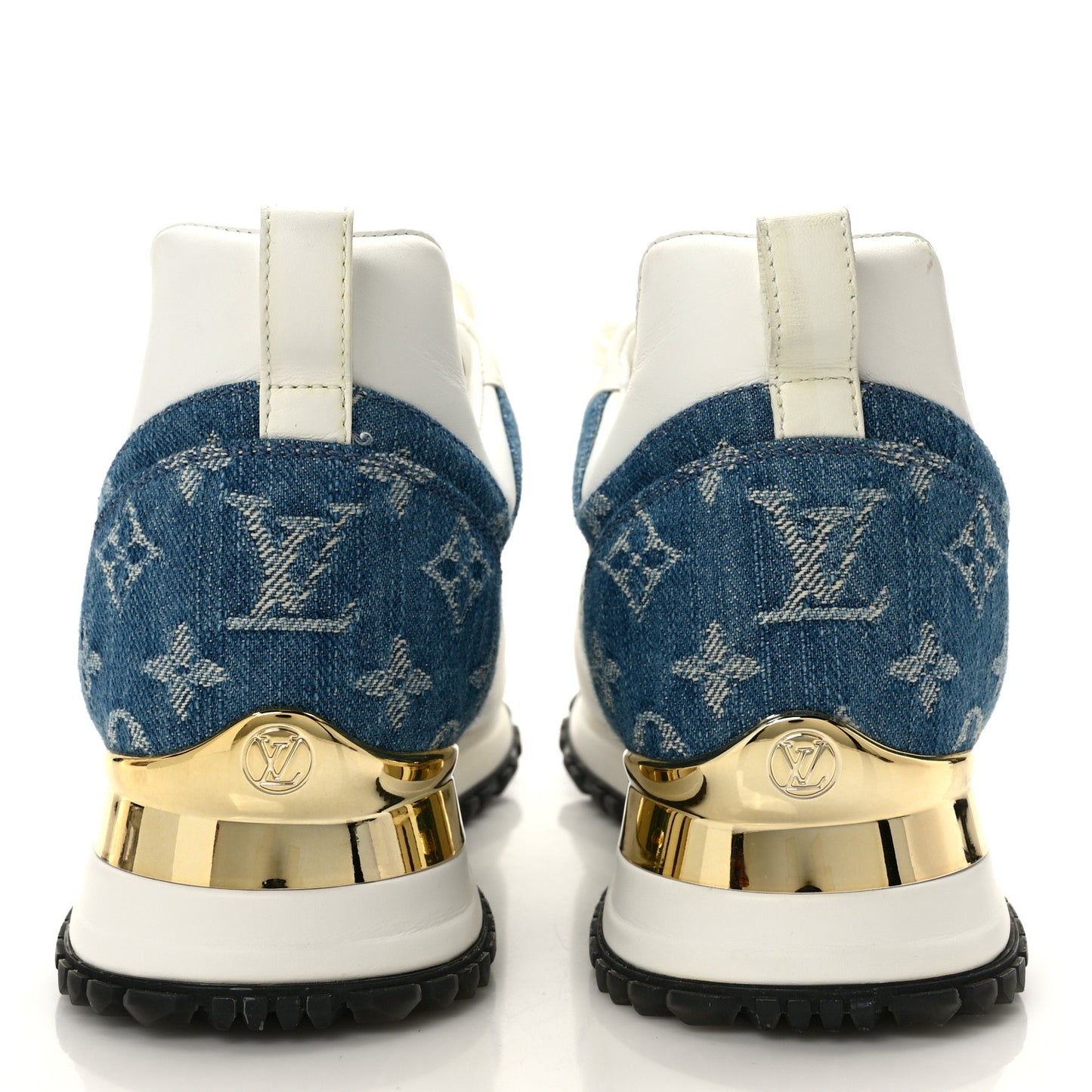 Calfskin Monogram Denim Run Away Sneakers 37.5 White
