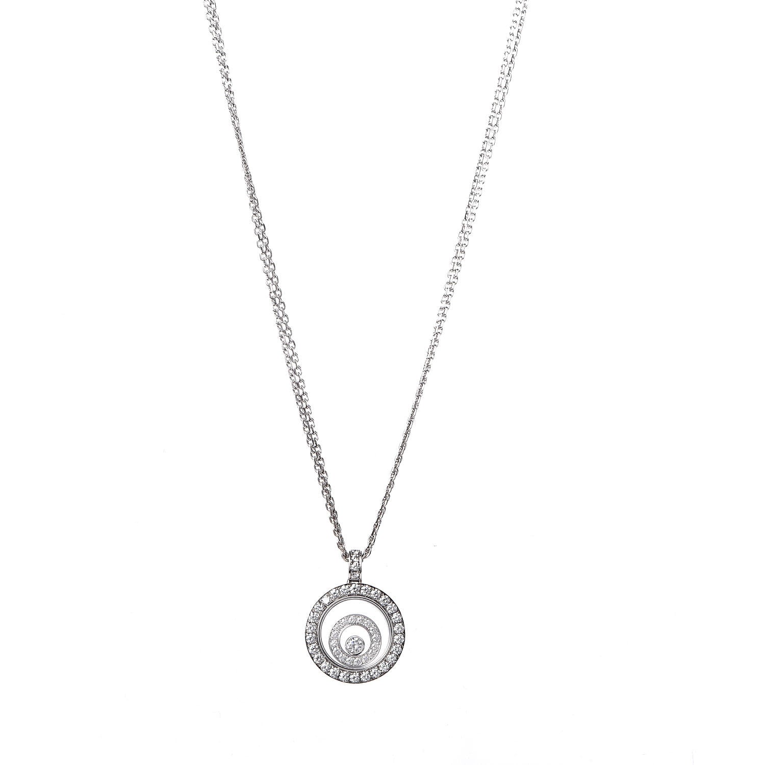 Chopard 18K White Gold Diamond Happy Spirit Pendant Necklace 1 of 6