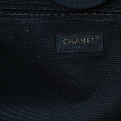 Chanel Mixed Fibers Calfskin Medium Deauville Tote Navy Blue 6 of 11