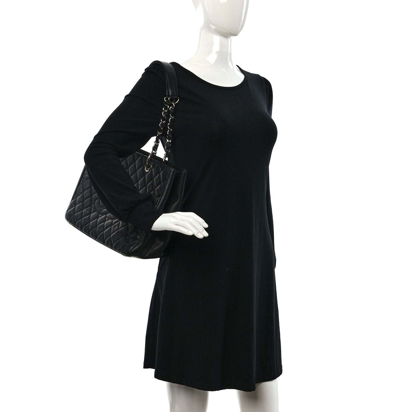 Caviar Quilted Grand Shopping Tote GST Black
