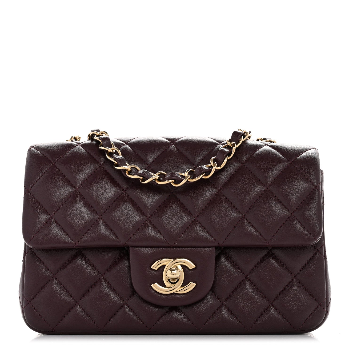 Chanel Lambskin Quilted Mini Rectangular Flap Dark Purple 1 of 12
