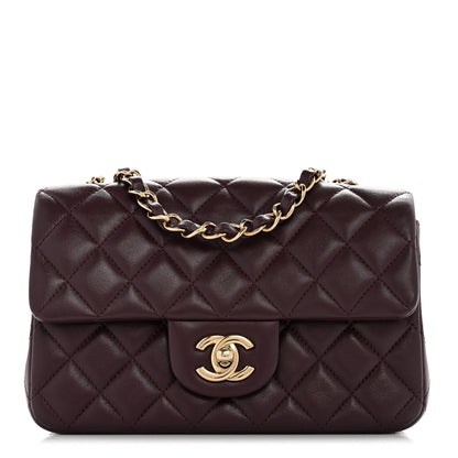 Chanel Lambskin Quilted Mini Rectangular Flap Dark Purple 1 of 12