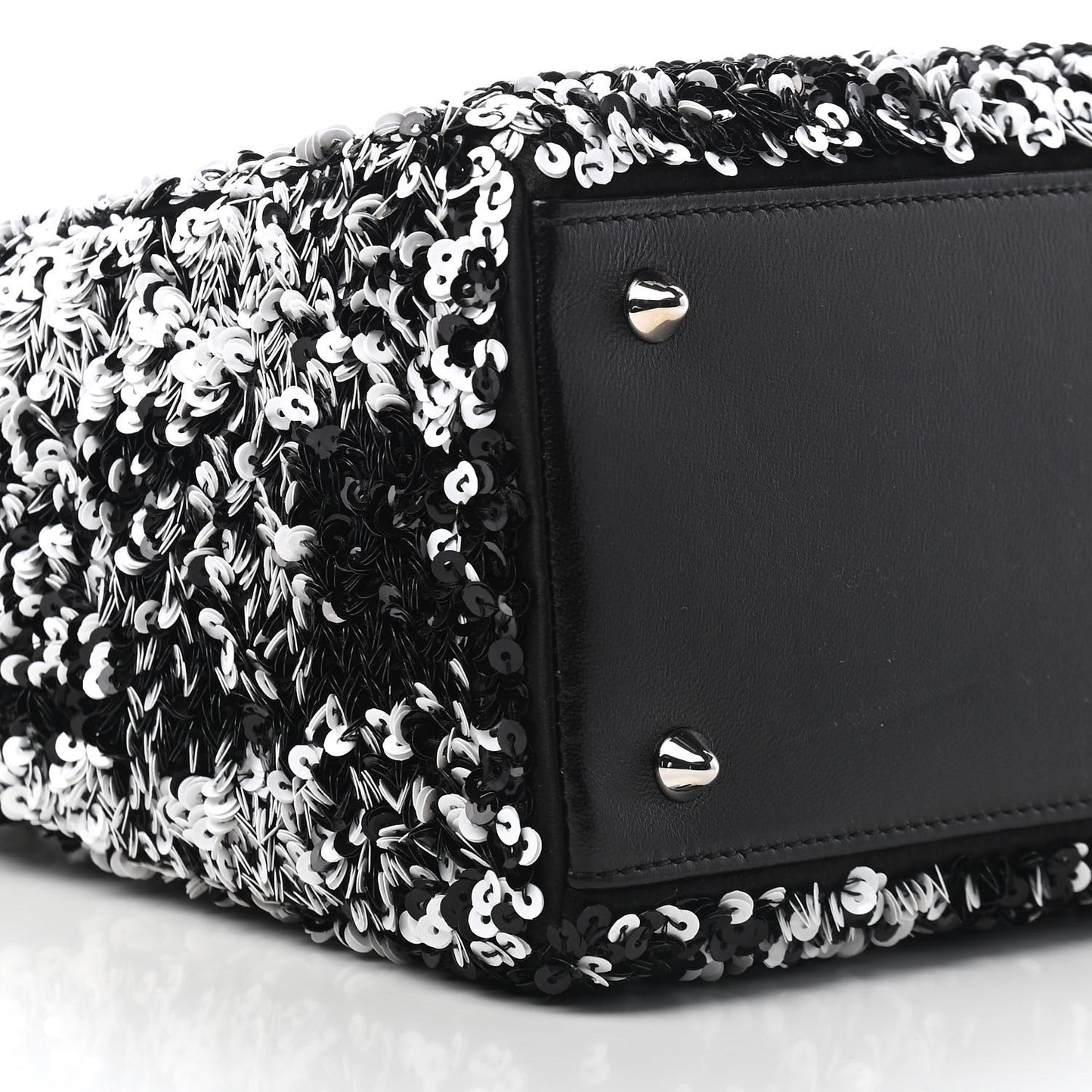 Lambskin Sequin Embellished Medium Lady Dior Black White