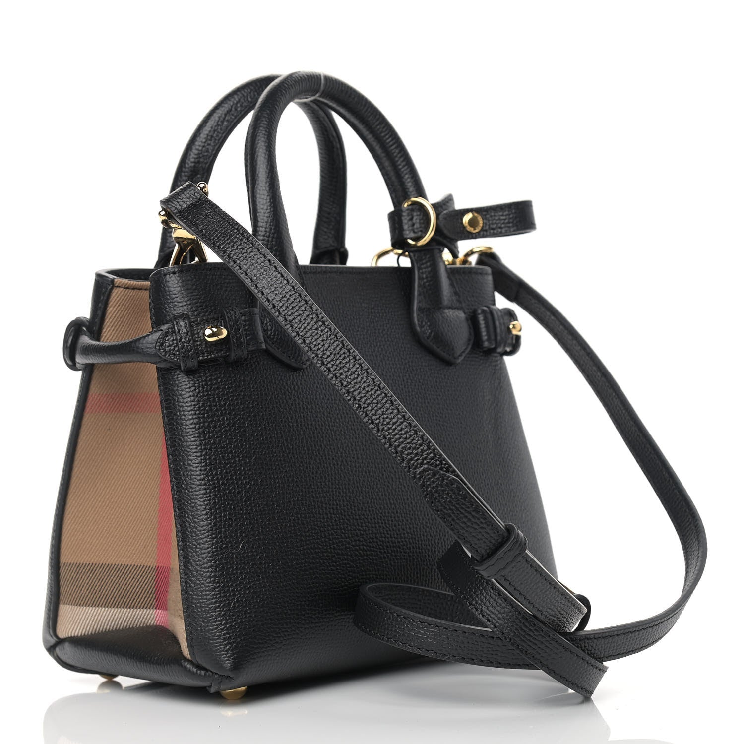 Burberry Derby Calfskin House Check Baby Banner Tote Black 3 of 10