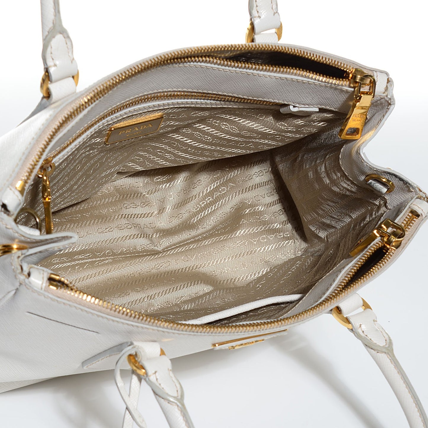 Saffiano Lux Small Double Zip Tote Talco