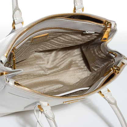 Prada Saffiano Lux Small Double Zip Tote Talco 5 of 12
