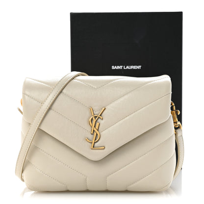 Saint Laurent Calfskin Y Quilted Monogram Toy Loulou Crossbody Bag Crema Soft 15 of 15