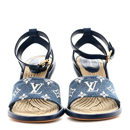 Louis Vuitton Monogram Denim Maia Wedge Sandal 37 2 of 7