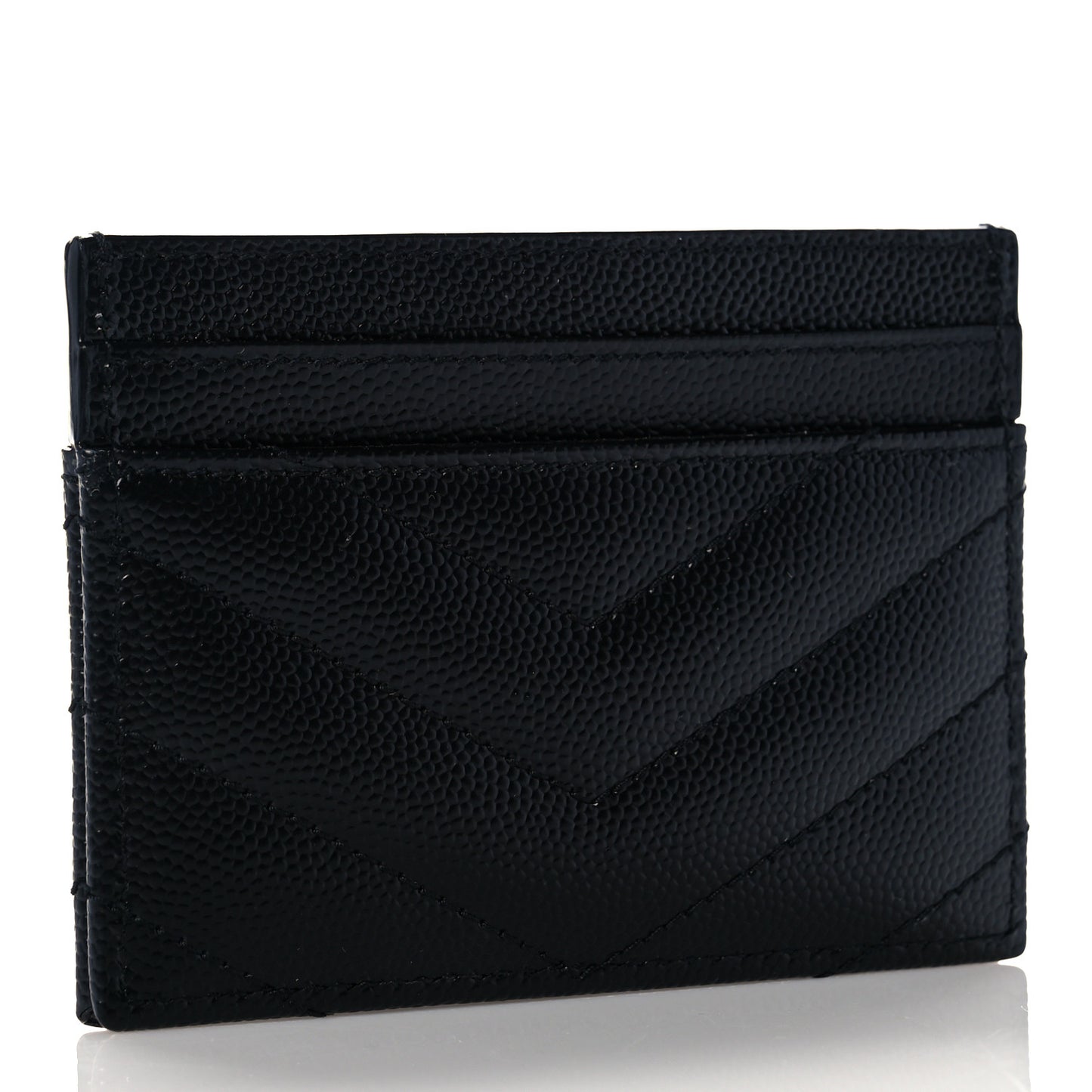 Grain De Poudre Matelasse Chevron Monogram Credit Card Case Black
