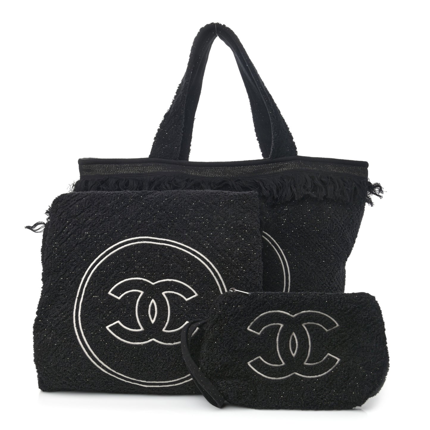 Terry Cotton CC Beach Tote Towel Set Black